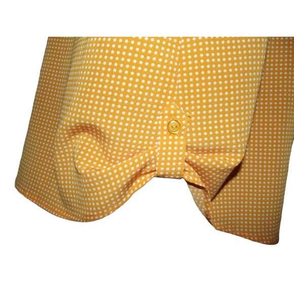 NY Collection Gold Polkadot Sleeveless Button Shirt Size Large white pockets - Picture 6 of 10